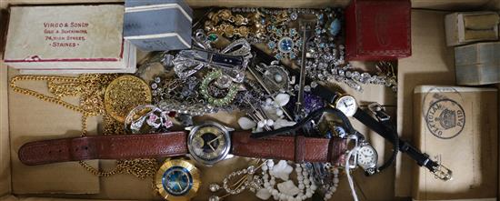 A quantity of costume jewellery and watches including a gentlemans Certina Labora.